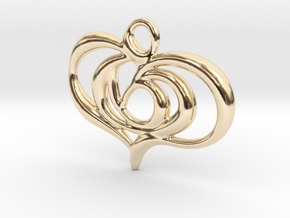 Floating heart in 14k Gold Plated Brass