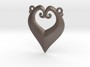 Heart-y IC Pendant in Polished Bronzed Silver Steel