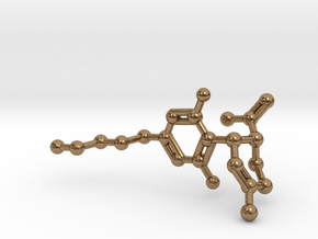 Cannabidiol (CBD, Cannabis) Pendant Keychain in Natural Brass