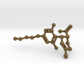 Cannabidiol (CBD, Cannabis) Pendant Keychain in Natural Bronze
