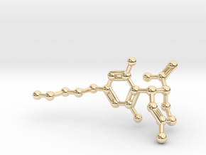 Cannabidiol (CBD, Cannabis) Pendant Keychain in 14k Gold Plated Brass