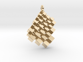 Squaring the Plane Pendant II in 14k Gold Plated Brass