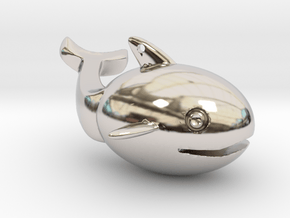 Whale 5 cm in Rhodium Plated Brass