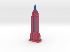 Empire State Building in Red White Blue Patriotic  in Full Color Sandstone