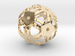 Well Rounded Symmetrical Sphere  in 14k Gold Plated Brass: Medium