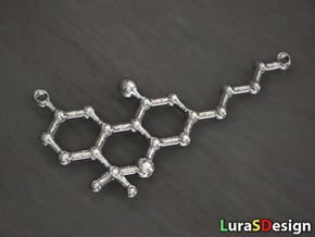 THC Molecule Necklace in Polished Bronzed Silver Steel