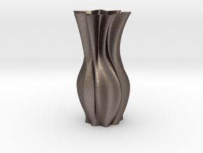 Tall Wave Vase ( 15-30cm  /  6-12" ) in Polished Bronzed Silver Steel: Small