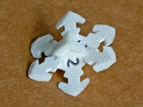 Snowflake D6 in White Natural Versatile Plastic