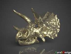 Triceratops Dinosaur Skull Pendant in Polished Bronzed Silver Steel