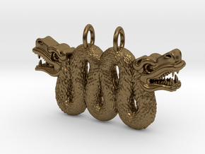 Double Serpent Pendant in Natural Bronze