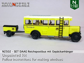 Reichspostbus mit Anhänger (N 1:160) in Tan Fine Detail Plastic
