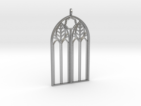 Neo-Gothic Arch Pendant in Natural Silver