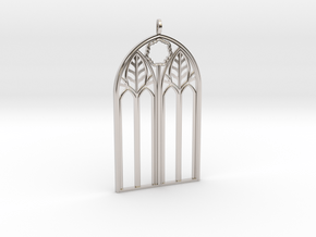 Neo-Gothic Arch Pendant in Rhodium Plated Brass