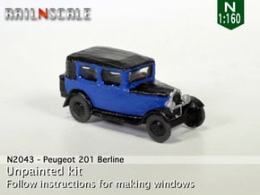 Peugeot 201 Berline (N 1:160) in Gray Fine Detail Plastic