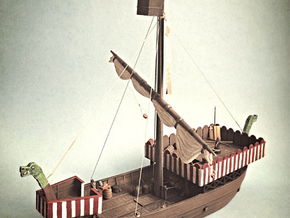 Medieval Danish Warship in White Natural Versatile Plastic