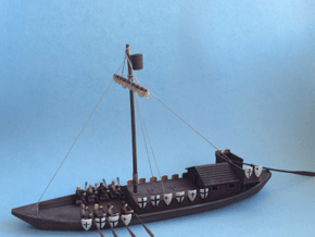 Medieval Teutonic Riverboat in White Natural Versatile Plastic