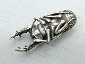 Large Silver Stag Beetle in Polished Silver