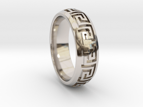 Greek Pattern Ring 01 in Platinum