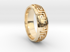 Greek Pattern Ring 01 in 14k Gold Plated Brass