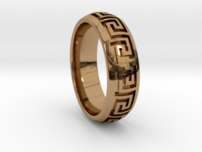 Greek Pattern Ring 01 in Polished Brass