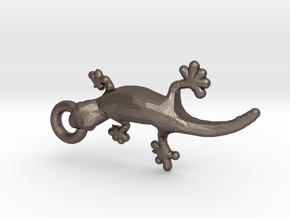 Little Gecko Pendant in Polished Bronzed Silver Steel