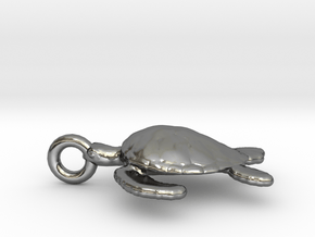 Sea Turtle in Fine Detail Polished Silver