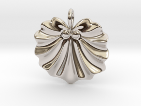 Seashell Fan Pendant in Rhodium Plated Brass