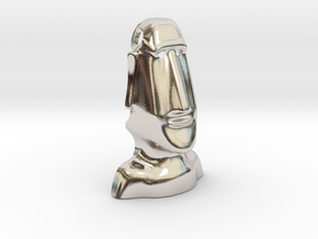 Moai : Head Statue of the island of Easter in Rhodium Plated Brass