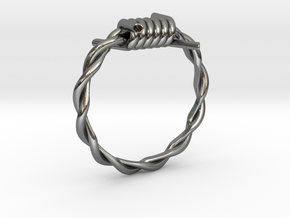 Barbed wire ring in Polished Silver