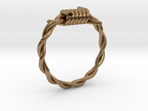 Barbed wire ring in Natural Brass