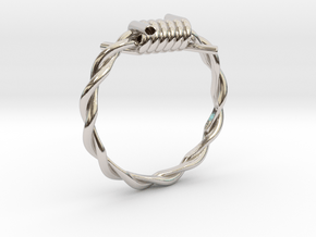 Barbed wire ring in Rhodium Plated Brass