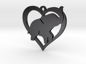 Cute Baby Elephant Pendant in Polished and Bronzed Black Steel