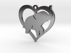 Cute Baby Elephant Pendant in Polished Silver