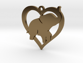 Cute Baby Elephant Pendant in Polished Bronze