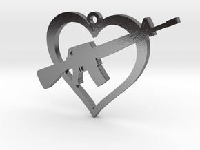 I Love my AR-15 Pendant in Polished Silver