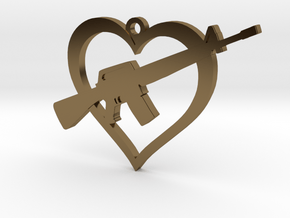 I Love my AR-15 Pendant in Polished Bronze