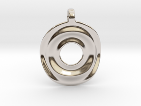Disk shaped pendant in Rhodium Plated Brass