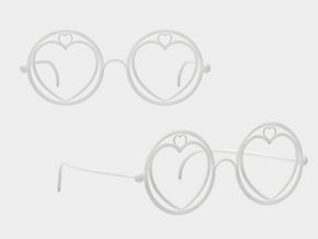 Heart Glasses in White Natural Versatile Plastic