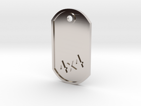 MILITARY DOG TAG 4X4 in Rhodium Plated Brass