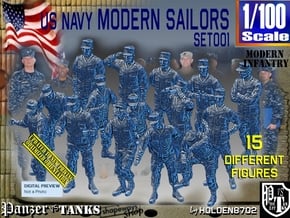 1/100 USN Modern Sailors Set001 in Smooth Fine Detail Plastic