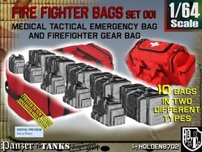 1/64 Med Tac Emerg-Firefight Gear Bag Set001 in Tan Fine Detail Plastic
