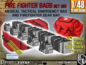 1/48 Med Tac Emerg-Firefight Gear Bag Set001 in Smooth Fine Detail Plastic