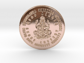 Lord Ganesha Obstacle Smasher Coin of 7 Virtues in 14k Rose Gold
