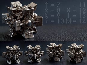 THOR's DIE D6+8 -the legs of Odens horse Sleipner in Polished Bronzed Silver Steel