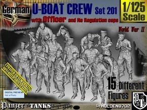 1/125 German U-Boot Crew Set201 in Smooth Fine Detail Plastic