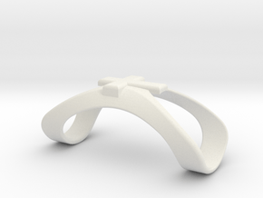 Finger Splint Ring with Cross in White Natural Versatile Plastic