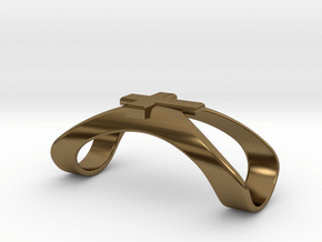 Finger Splint Ring with Cross in Polished Bronze