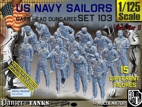 1/125 USN Dungaree Barehead Set103 in Tan Fine Detail Plastic