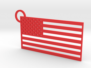 USA Flag Keychain in Red Processed Versatile Plastic