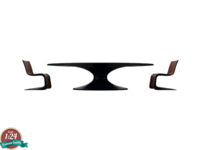 Miniature Atlantic Table & 2 Chairs -  Bugatti  in White Natural Versatile Plastic: 1:24